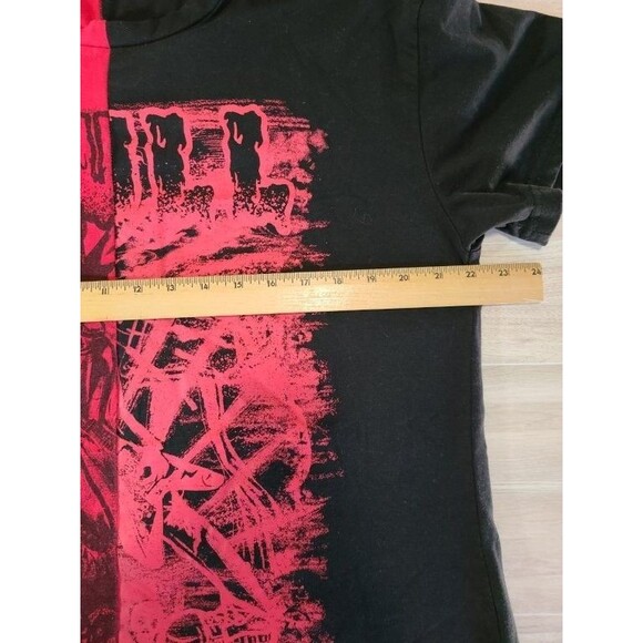 Romwe Skull Graphic Tee Black Red Split T-Shirt Size XS Punk Grunge Style - Picture 4 of 5